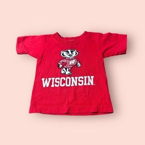 Toddler Wisconsin Badgers Bucky Red Graphic Crewneck College Tee Shirt
